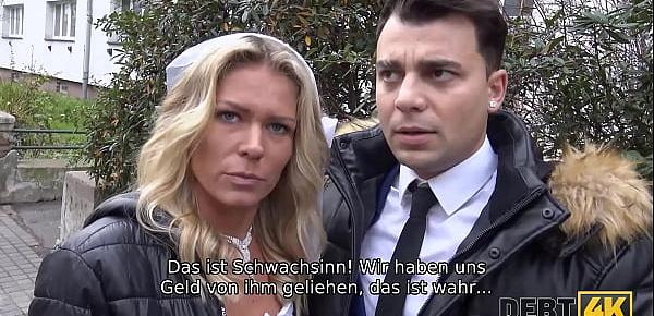 DEBT4k. Schuldeneintreiber fickt die Braut im weißen Kleid und in Strümpfen